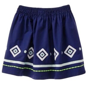 New Gymboree Girls 7 Embroidered Geometric Skirt Navy Blue Cotton